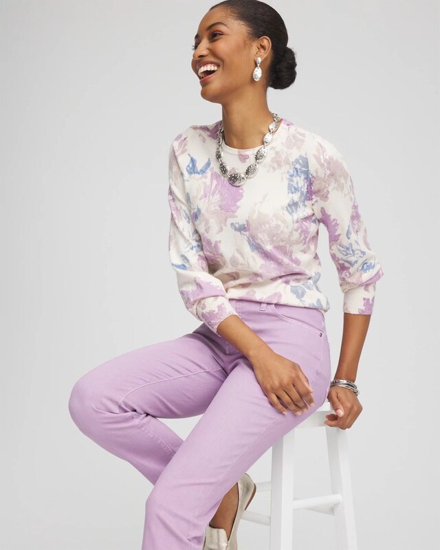 Floral Sequin Pullover Sweater - image 2